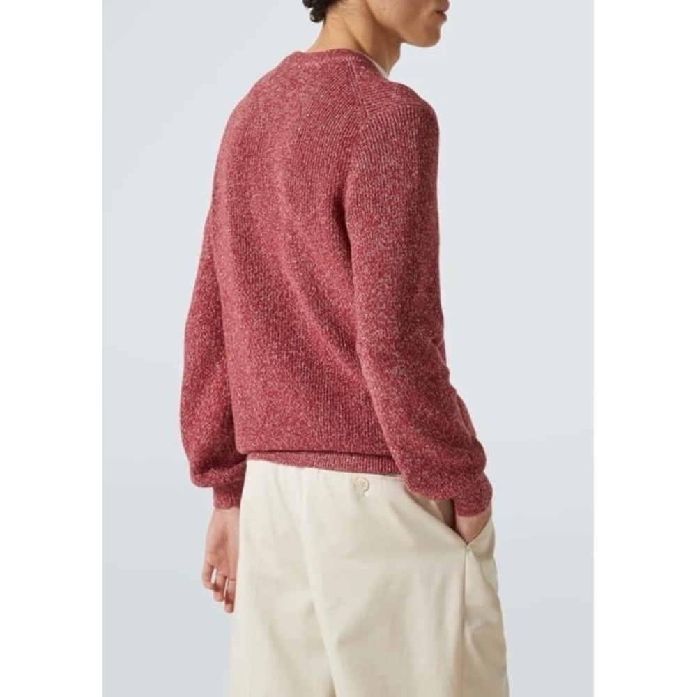 Brunello Cucinelli Ribbed Sweater Mens 50 Cotton Linen Crewneck Red Italy NWT - Picture 2 of 12